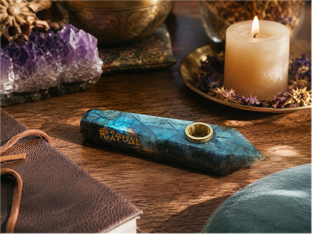 Labradorite pipe catching natural light